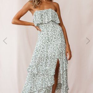 Kiya Layered Bandeau Maxi Dress White Floral Print